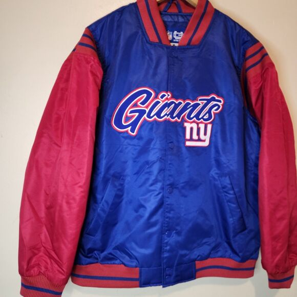 New York Giants Jacket Varsity Satin Bomber Coat Mens Medium Embroidered Logo - Picture 5 of 11